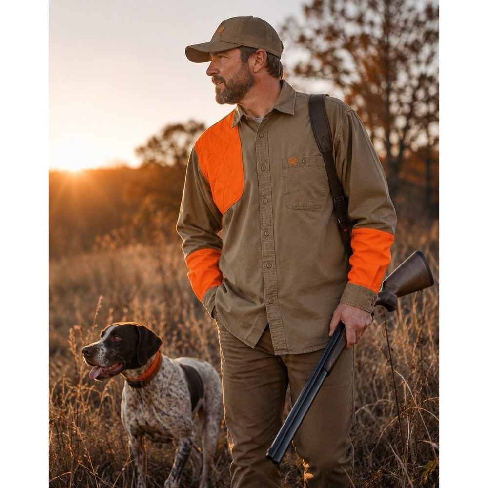 RedHead Hunting Shirt Mens 2XL Khaki Blaze Orange Upland Bird Shooting Cotton